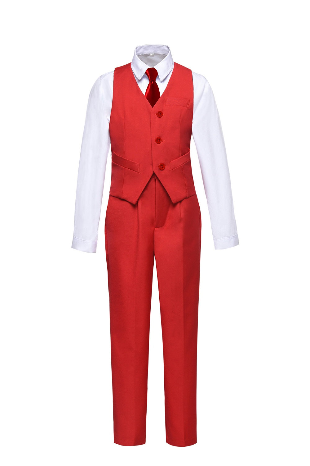 Red 2 Piece Kids Boys' Vest and Pants Dress Suits Set