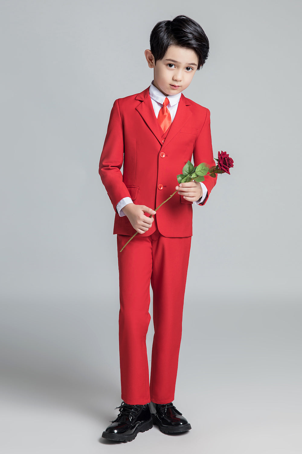 Red Classic Suits Set 5 Piece Boys Suits