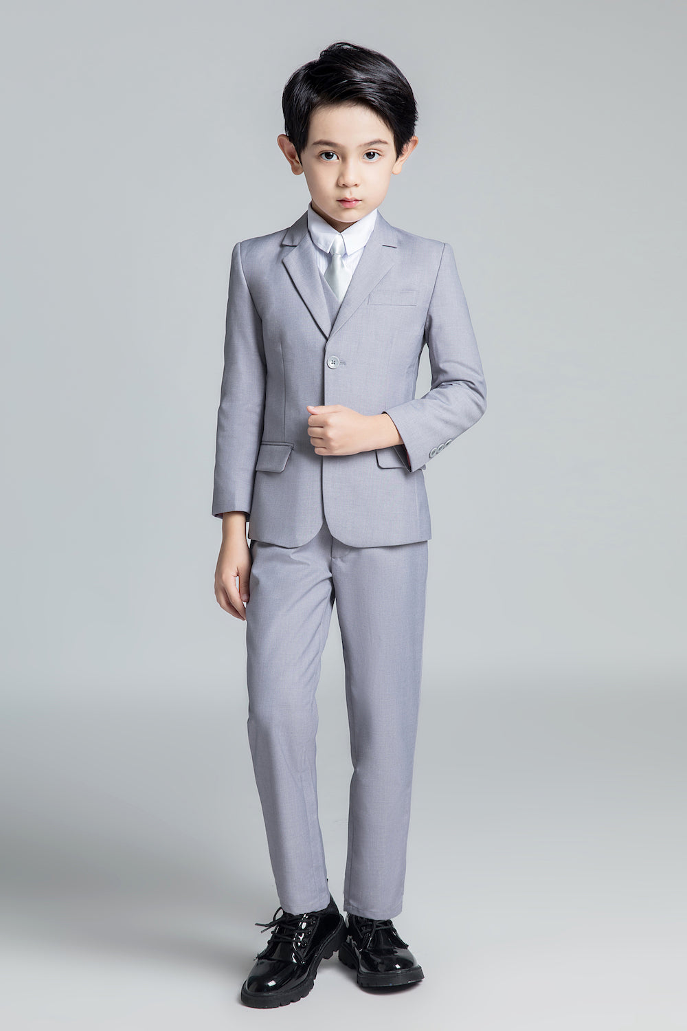 Light Grey Formal Classic 5 Piece Boys Suits