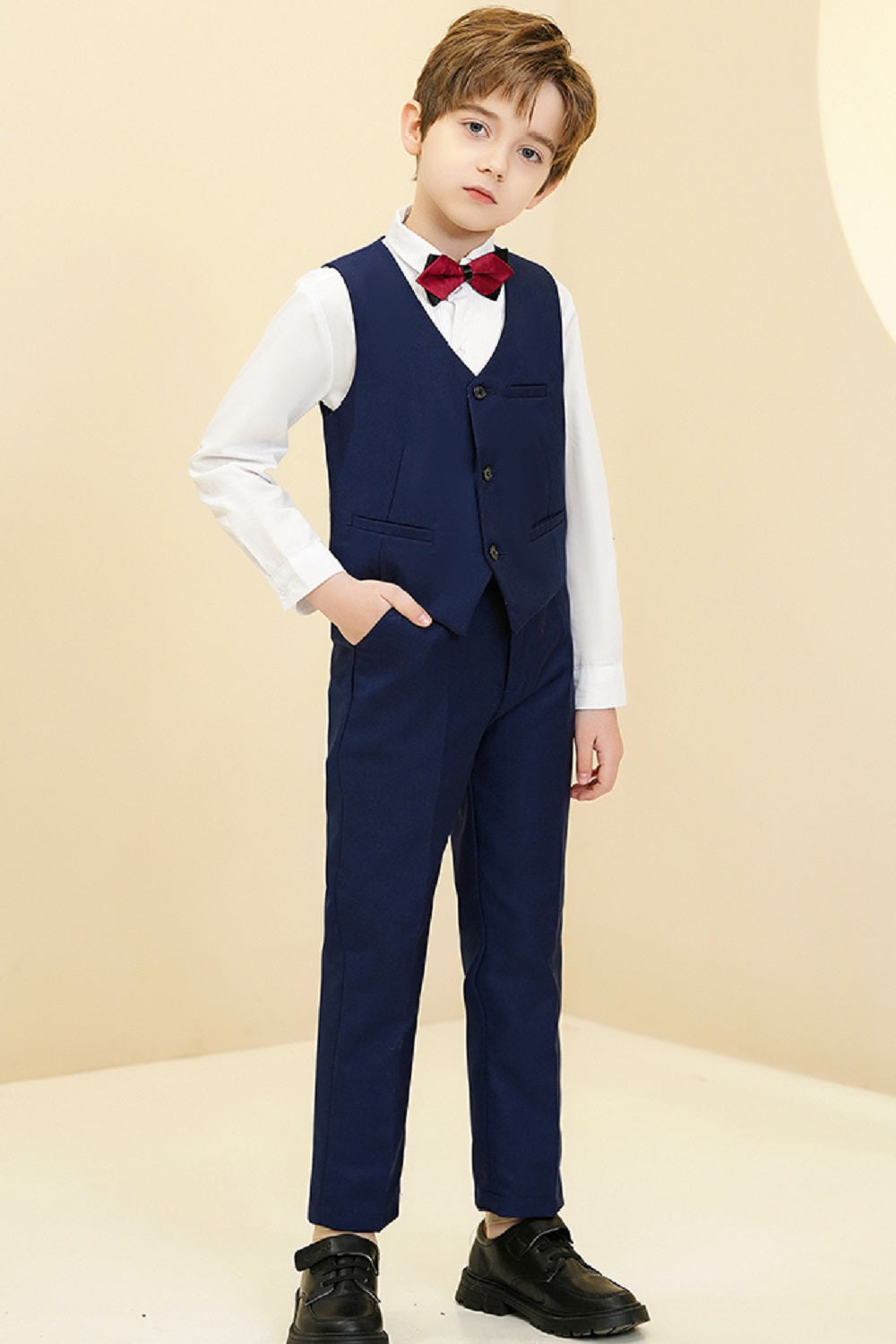 ly1691 Navy Kid Formal Classic 5 Piece Boys Suits