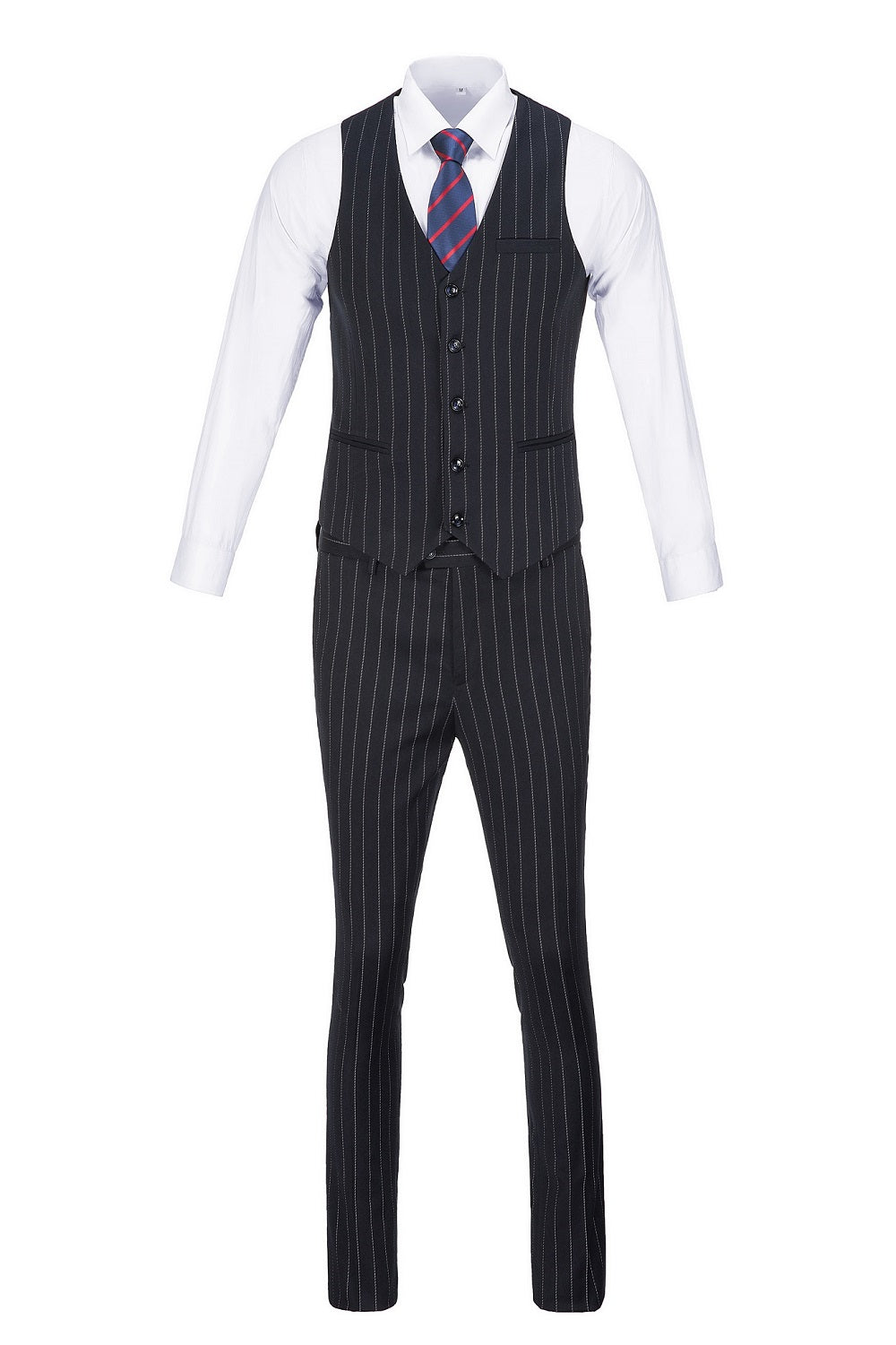 ly1321 Navy Stripe Men's 3 Piece Suit Set