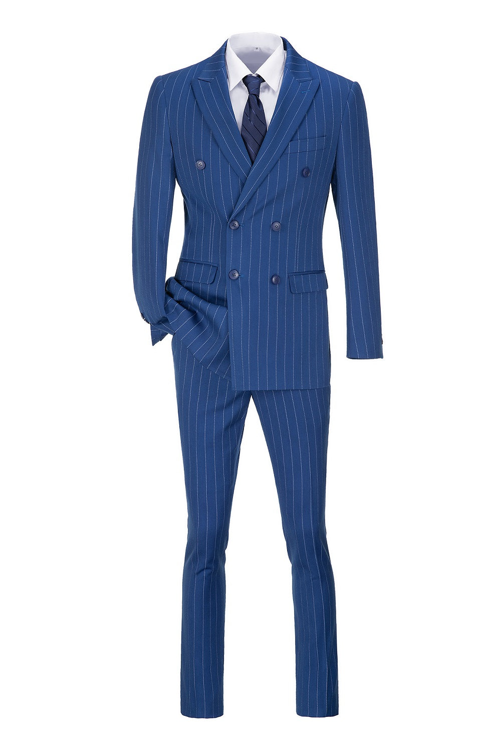 ly1309 Royal Blue Stripe Men's 3 Piece Set for Party, Wedding and Business