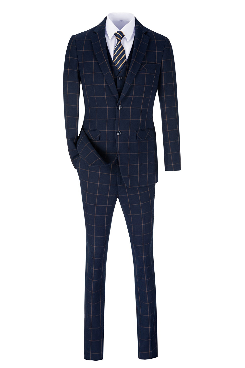 ly1302 Plaid Men's 3 Piece Slim Fit Suit Set (MORE COLORS+)