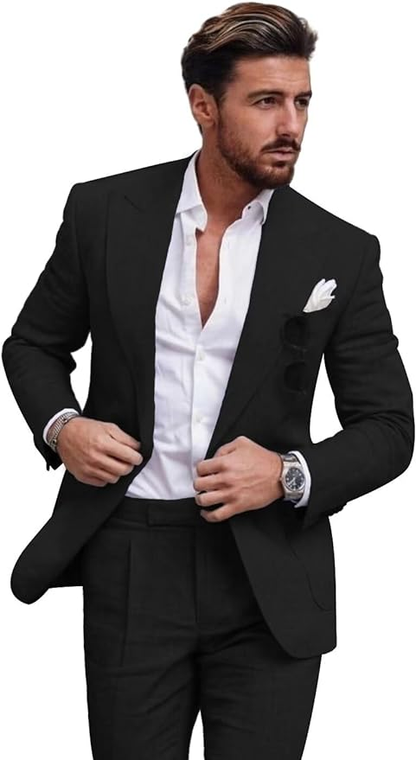 ly1127 Casual Linen Men's Slim Fit 2 Piece Suit