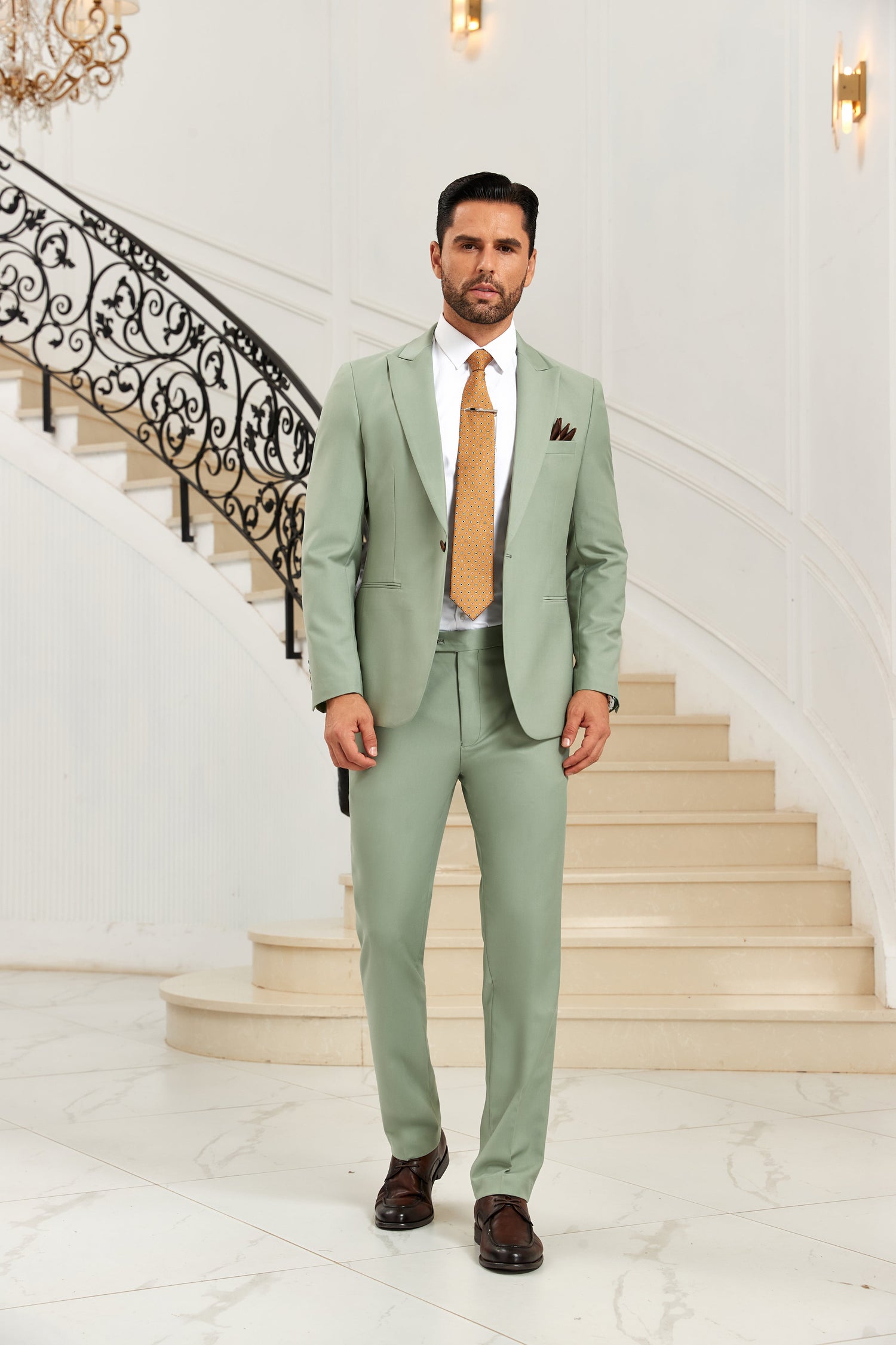 green two piece men suits lynerun