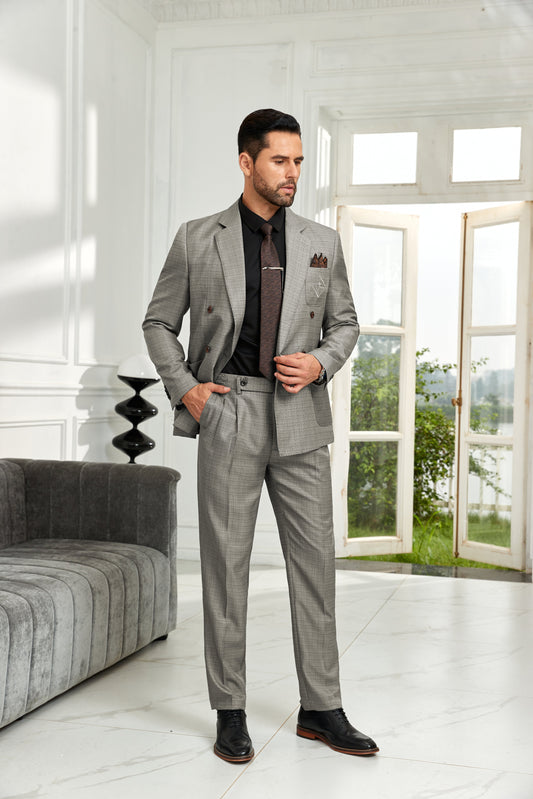 grey two piece men suits lynerun