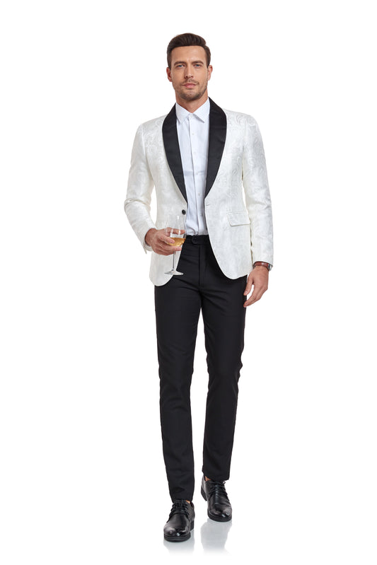 White Patterned Wedding Prom Men's Blazer Tuxedos